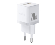 Ładowarka i akumulator BASEUS Palm Fast Charger 20W USB-C USB-A Moon White
